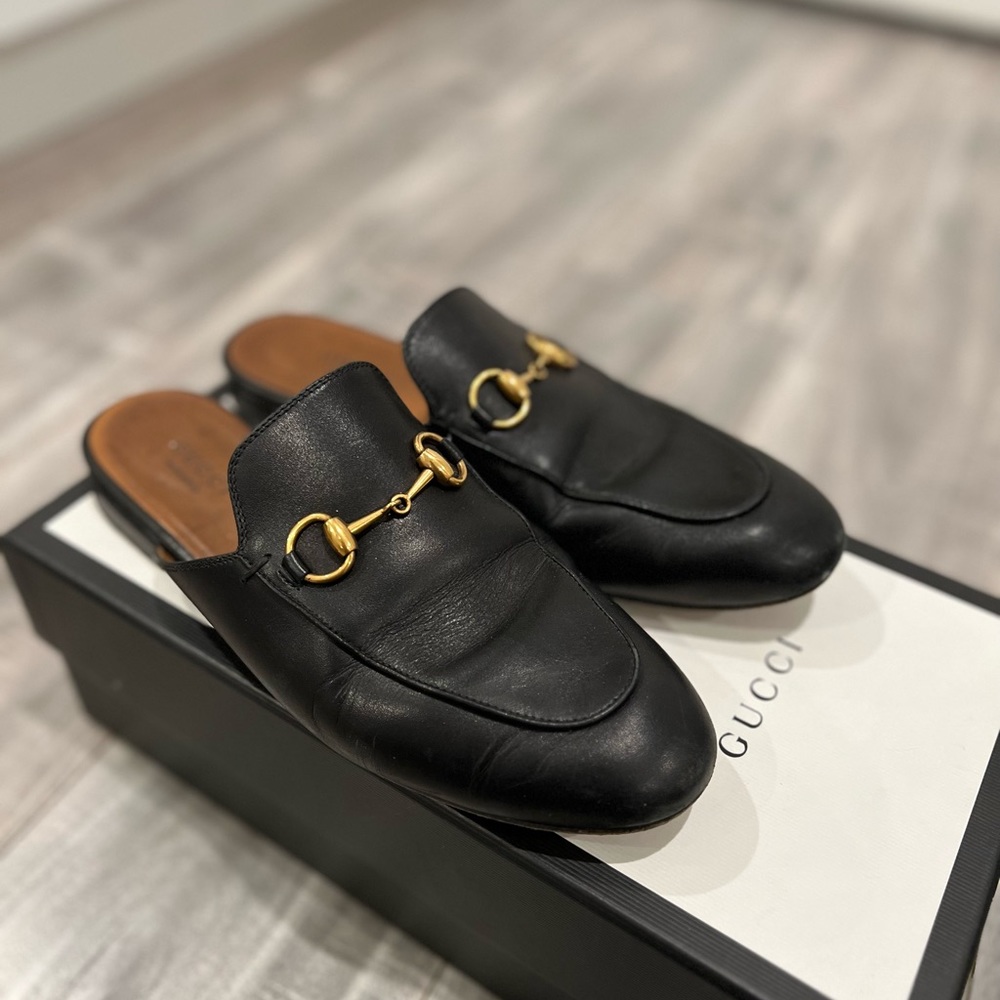 GUCCI Princetown leather slippers size 36